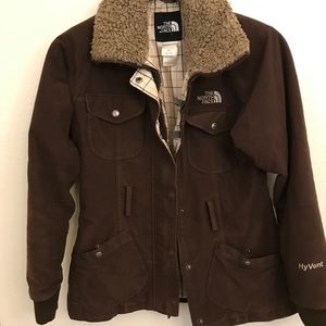 North face coat brown with fur